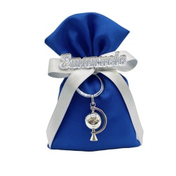 Bomboniera compleanno portachiavi mappamondo sacco blu nome